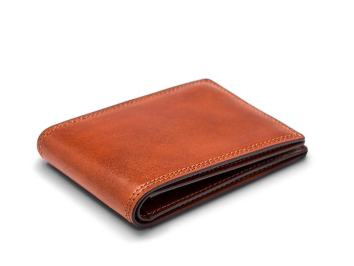 BOSCA 1911 SMALL BIFOLD WALLET IN AMBER DOLCE LEATHER