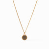 JULIE VOS FLEUR-DE-LIS SOLITAIRE NECKLACE - PAVE OBSIDIAN BLACK