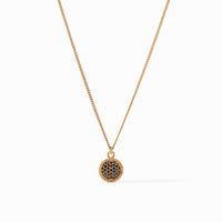 JULIE VOS FLEUR-DE-LIS SOLITAIRE NECKLACE - PAVE OBSIDIAN BLACK
