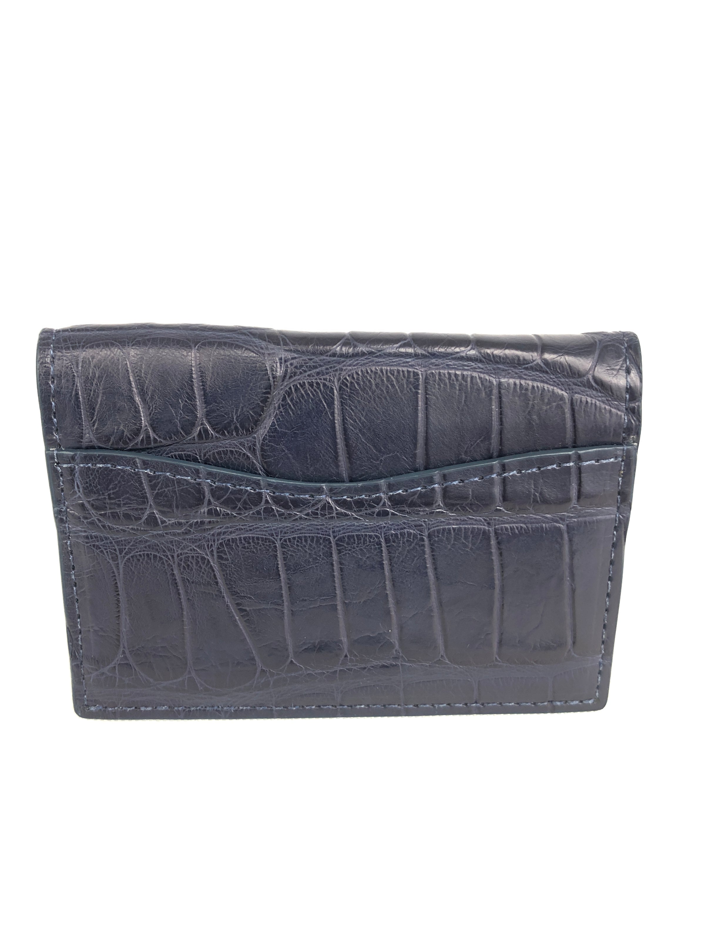 W.KLEINBERG ALLIGATOR ID CARD CASE WALLET - NAVY