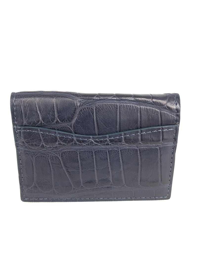 W.KLEINBERG ALLIGATOR ID CARD CASE WALLET - NAVY