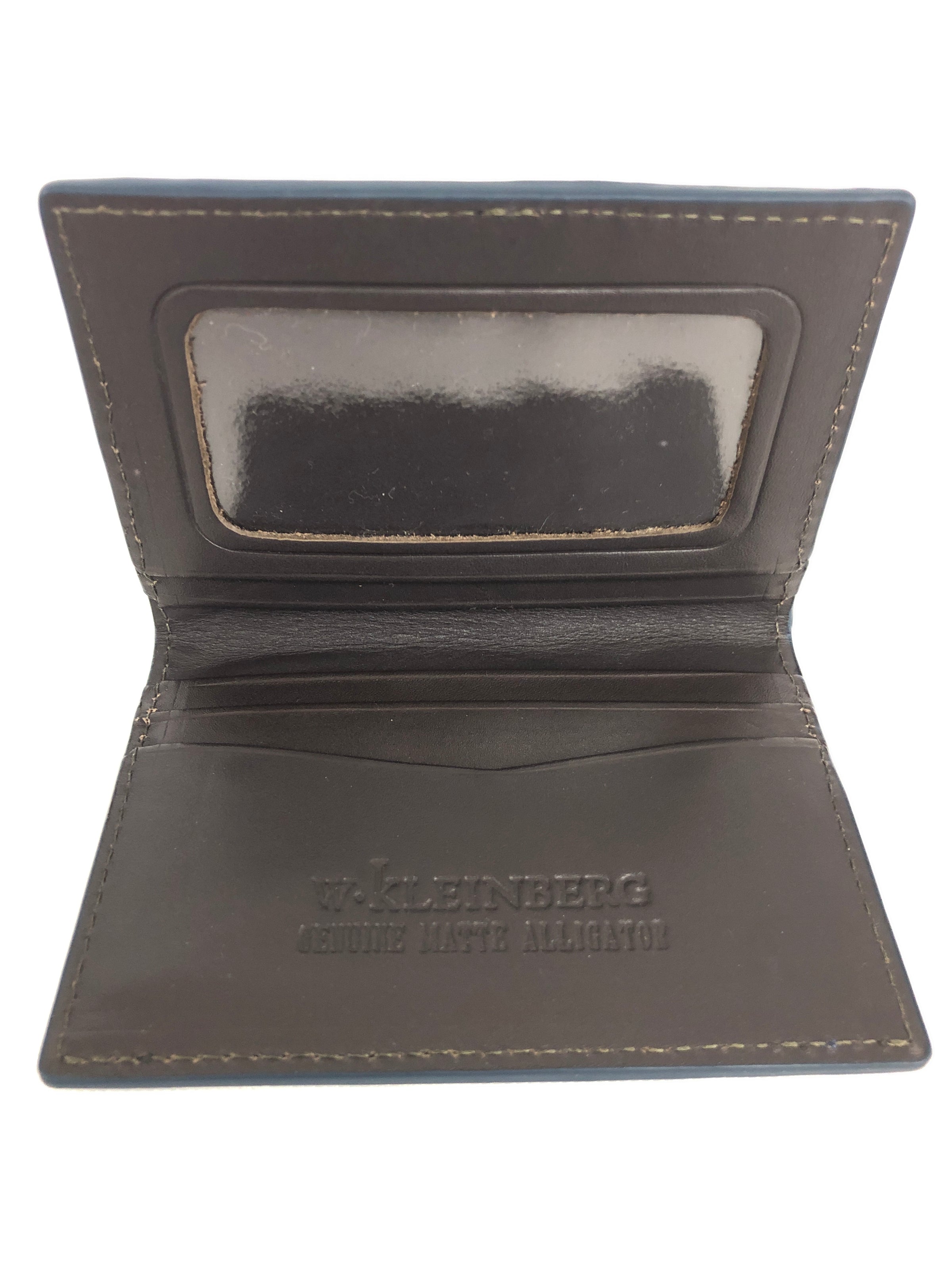 W.KLEINBERG ALLIGATOR ID CARD CASE WALLET - NAVY