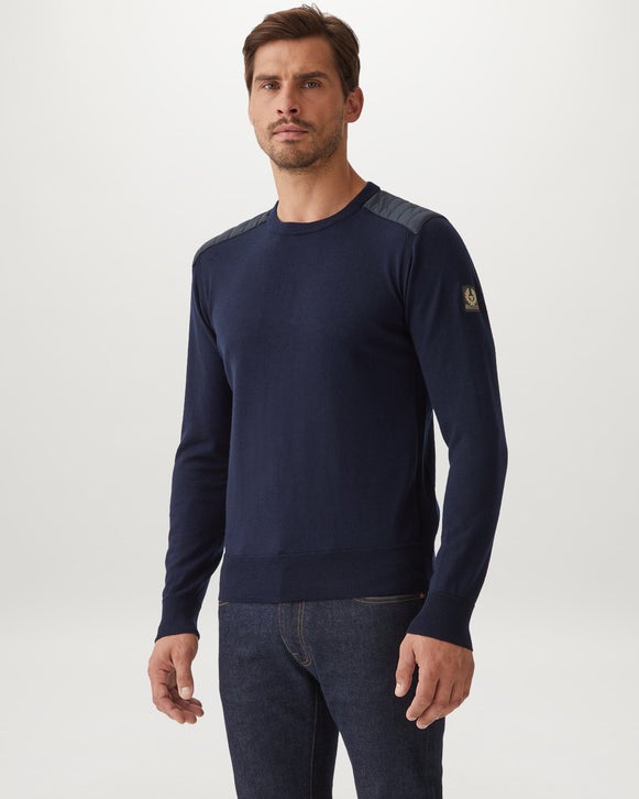 BELSTAFF KERRIGAN CREW SWEATER WASHED NAVY