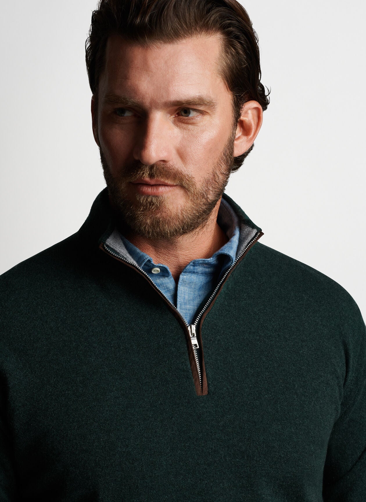 PETER MILLAR CASHMERE 1/4 ZIP SWEATER - BALSAM