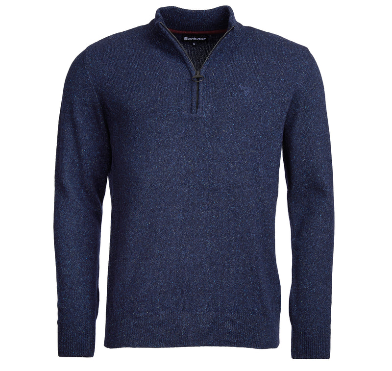 BARBOUR TISBURY HALF-ZIP SWEATER - NAVY
