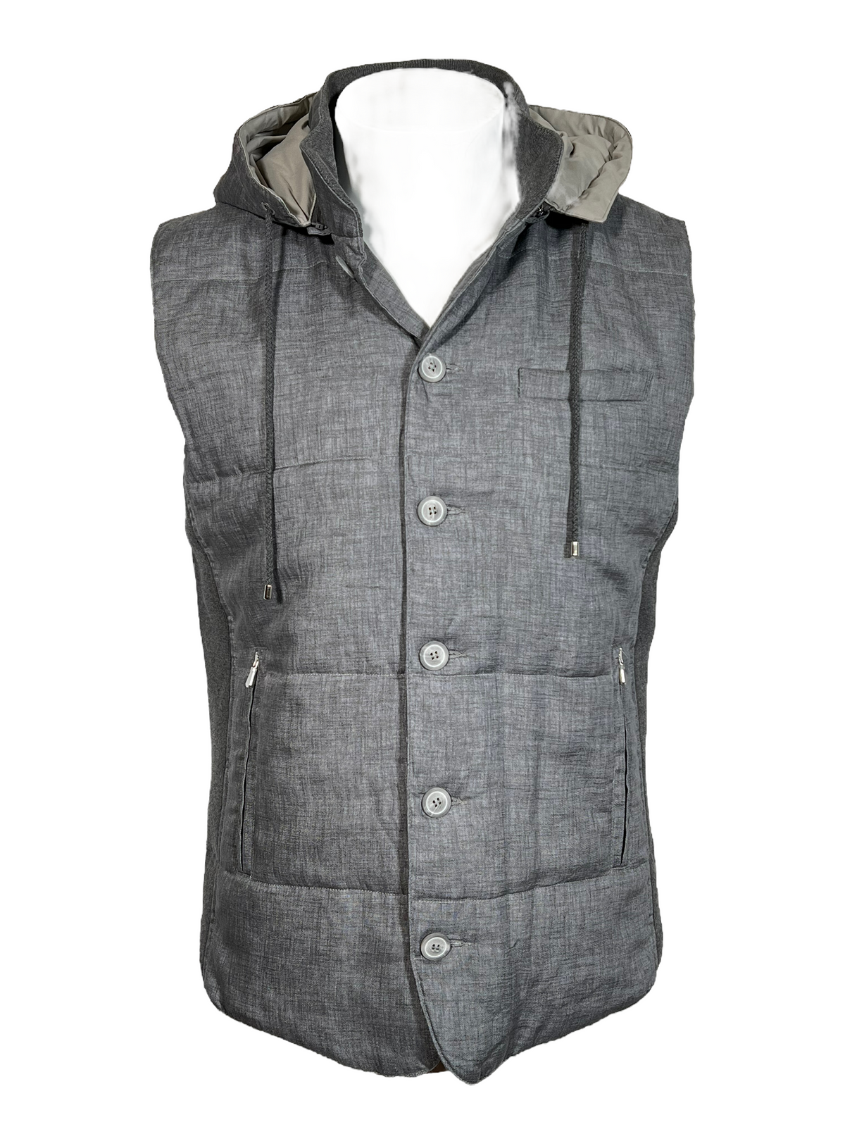 Button down hoodie vest sale