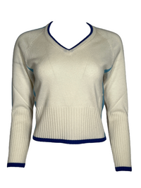 PUROTATTO COLORBLOCK CASHMERE V-NECK SWEATER - LATTE