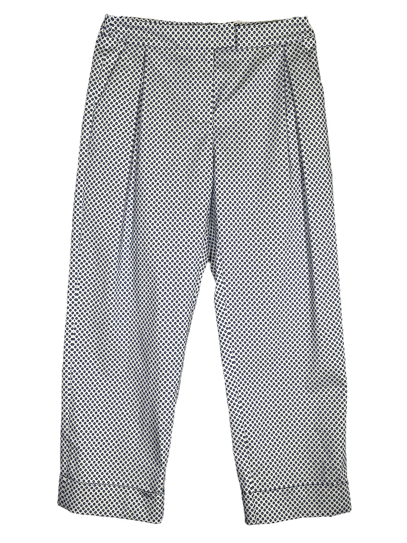 PIAZZA SEMPIONE DOTTED STRETCH PANT - WHITE/NAVY