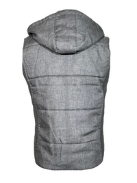BUTTON DOWN VEST WITH REMOVABLE HOOD - GREY