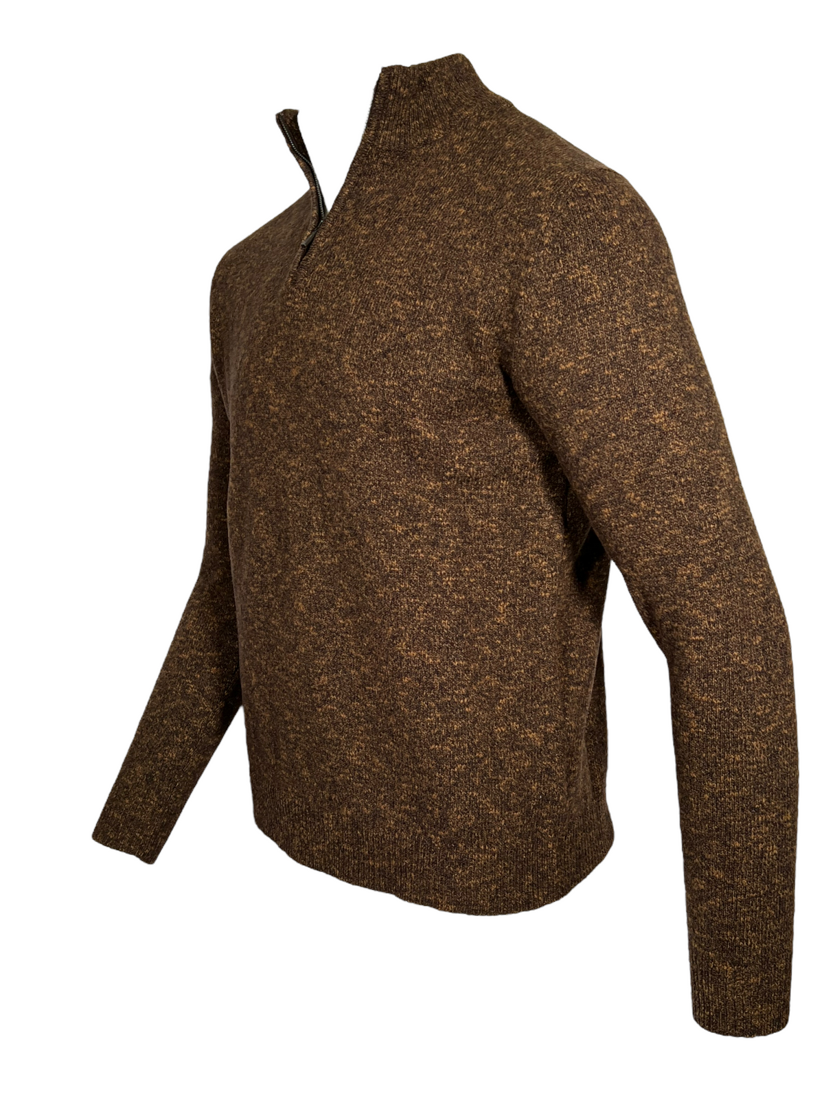 MAURIZIO BALDASSARI WINTER MOULINE ZIP MOCK SWEATER - BRONZE MIX