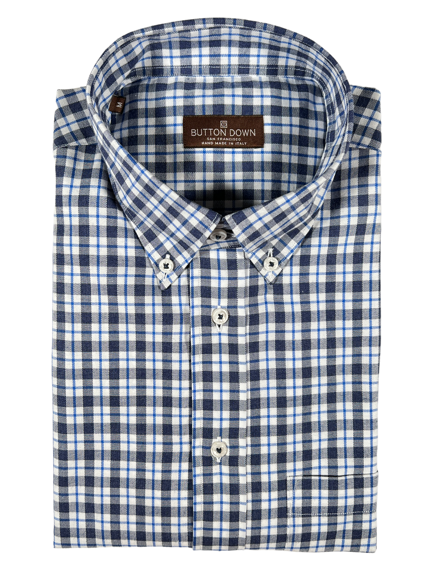 BUTTON DOWN MEN'S SHIRT - BLUE TONAL PLAID