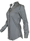 AMINA RUBINACCI SILK STRIPED BLOUSE - NAVY
