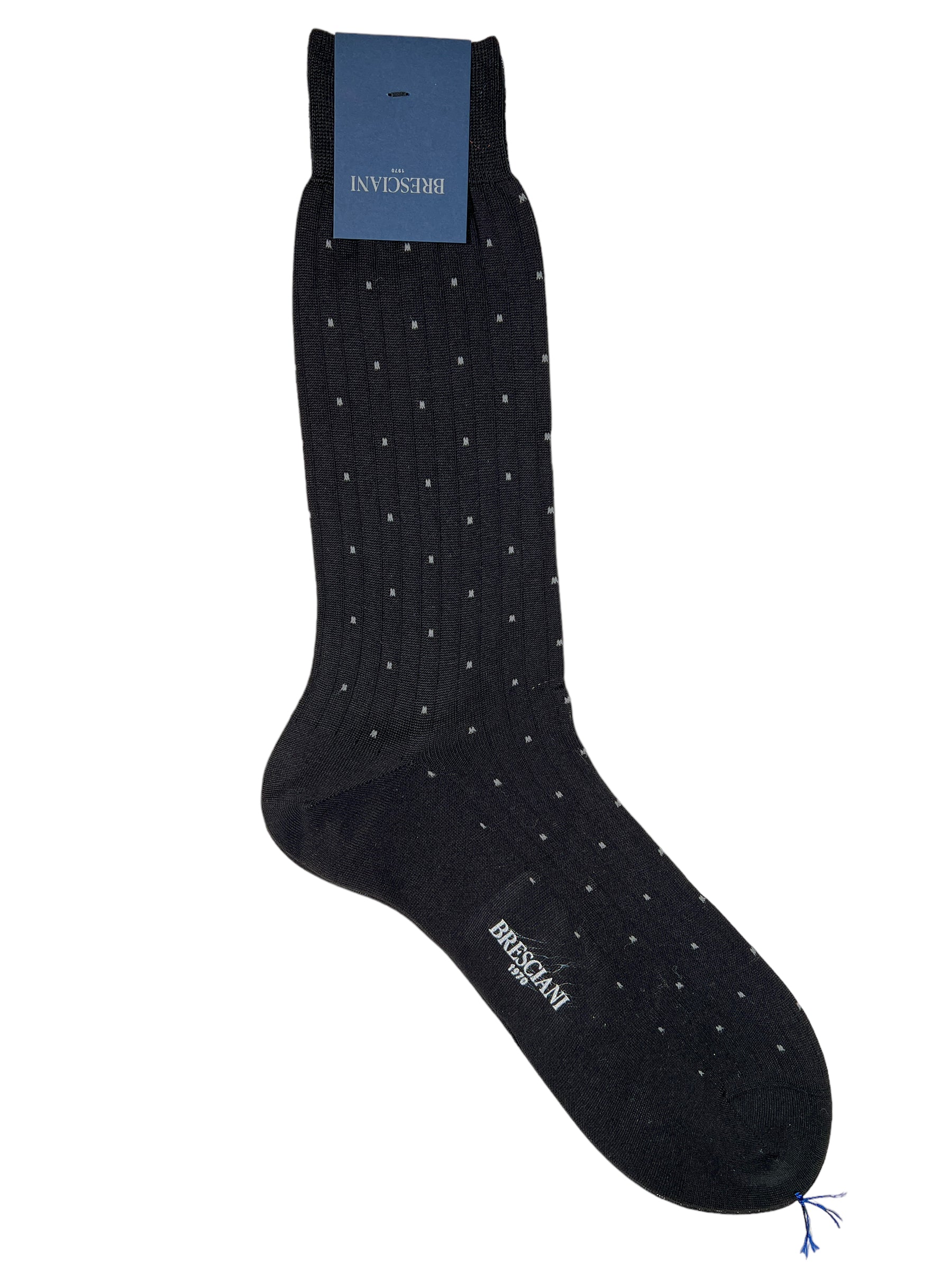 BRESCIANI 1970 RIBBED DOT CALF SOCK - CHARCOAL