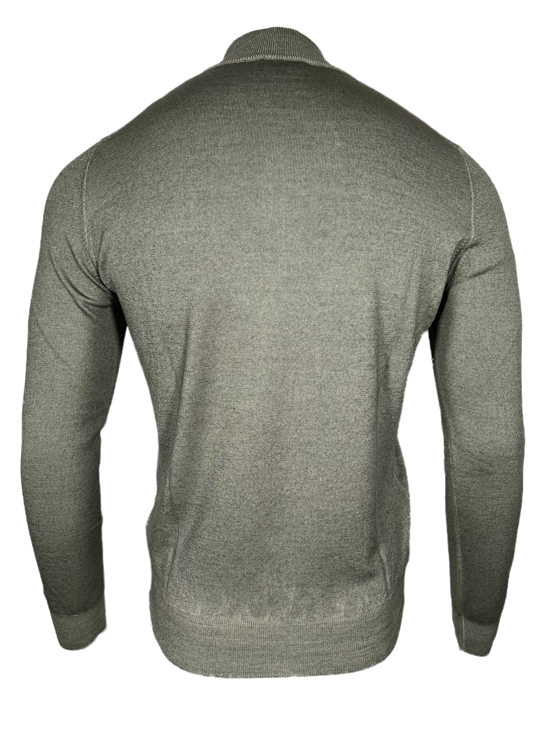 BUTTON DOWN VINTAGE MEN'S 1/4 ZIP SWEATER - OLIVE