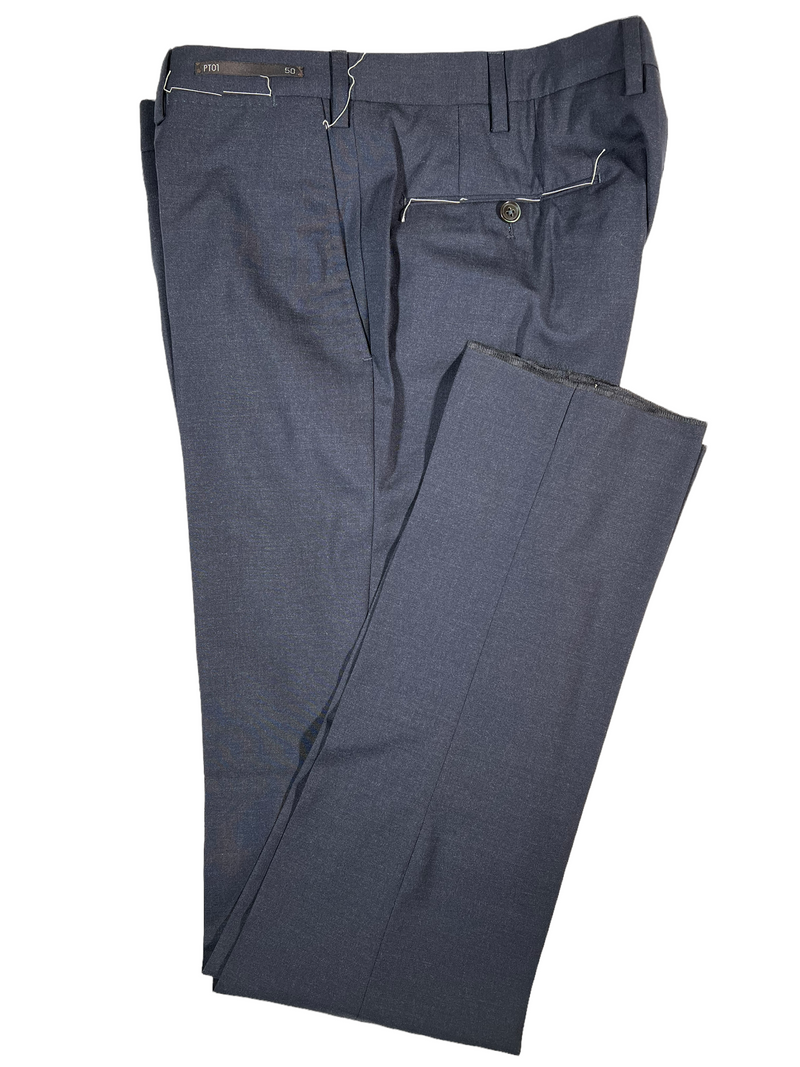 PT TORINO FLAT FRONT STRETCH WOOL BUSINESS TROUSER - NAVY