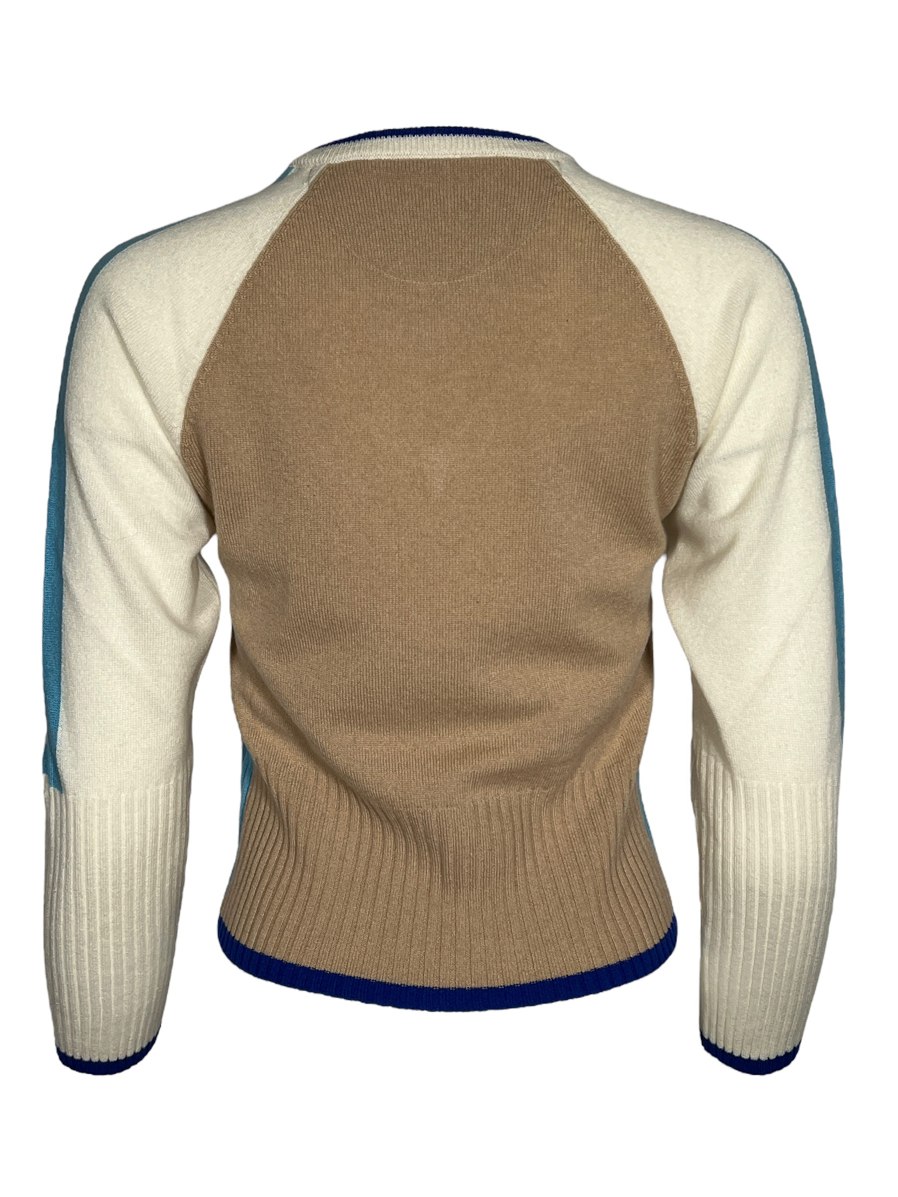 PUROTATTO COLORBLOCK CASHMERE V-NECK SWEATER - LATTE