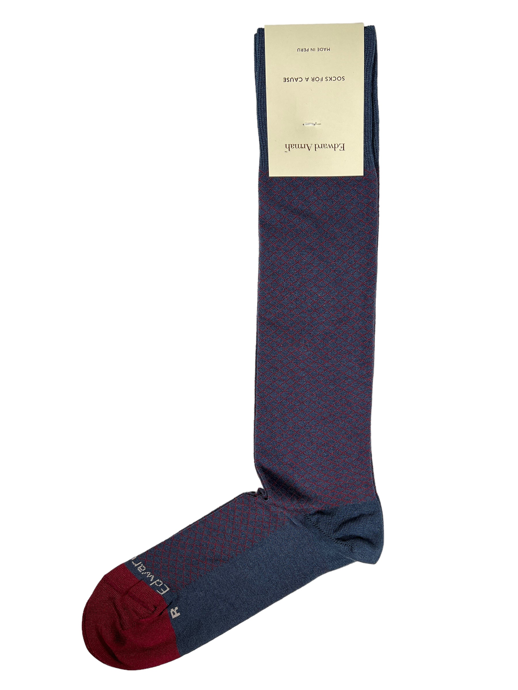 EDWARD ARMAH MEN'S SOCK - STEEL/WINE CHECK