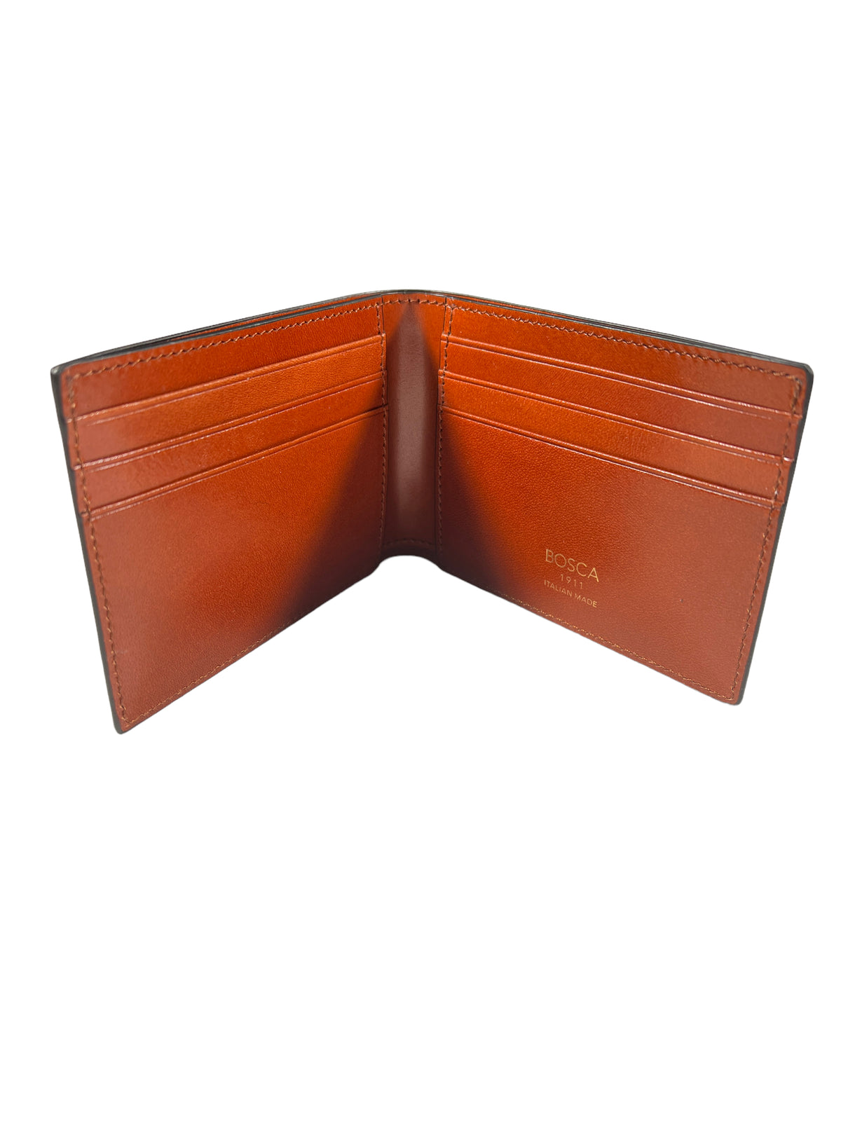BOSCA 1911 SMALL BIFOLD WALLET - OLD LEATHER SMOKED