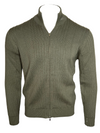 FIORONI FULL ZIP CABLE SWEATER - ARMY