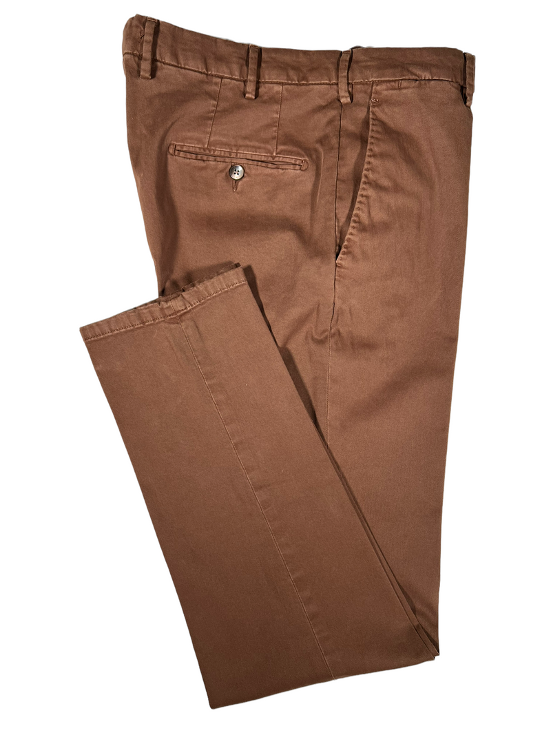 L.B.M. 1911 TAILORED COTTON STRETCH PANT - BROWN