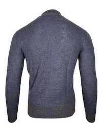 PERU UNLIMITED 1/4 ZIP HOUNDSTOOTH SWEATER - MIDNIGHT BLUE/CHOCOLATE