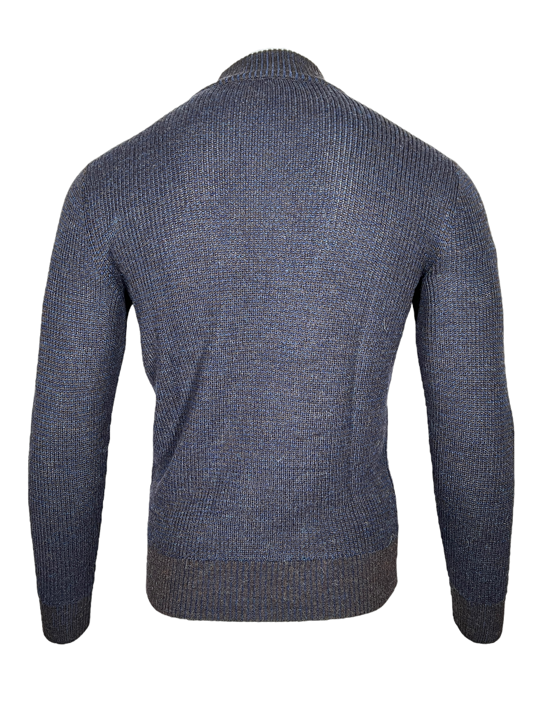 PERU UNLIMITED 1/4 ZIP HOUNDSTOOTH SWEATER - MIDNIGHT BLUE/CHOCOLATE