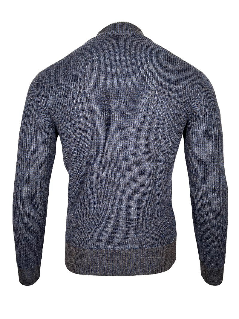 PERU UNLIMITED 1/4 ZIP HOUNDSTOOTH SWEATER - MIDNIGHT BLUE/CHOCOLATE