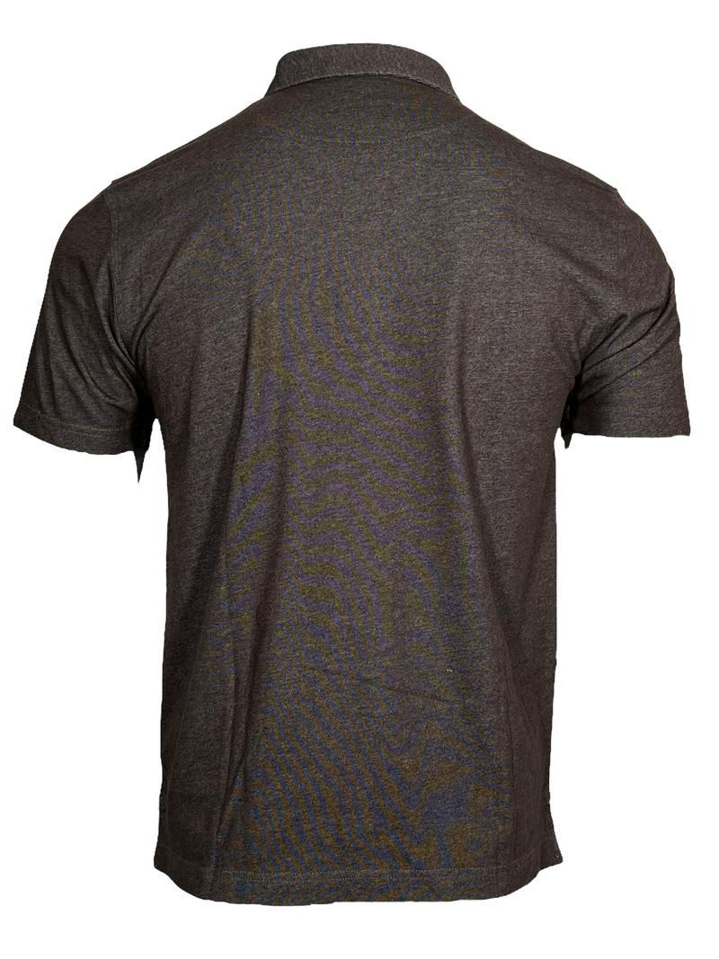 BUTTON DOWN MEN'S TECH POLO - HEATHER DARK BROWN