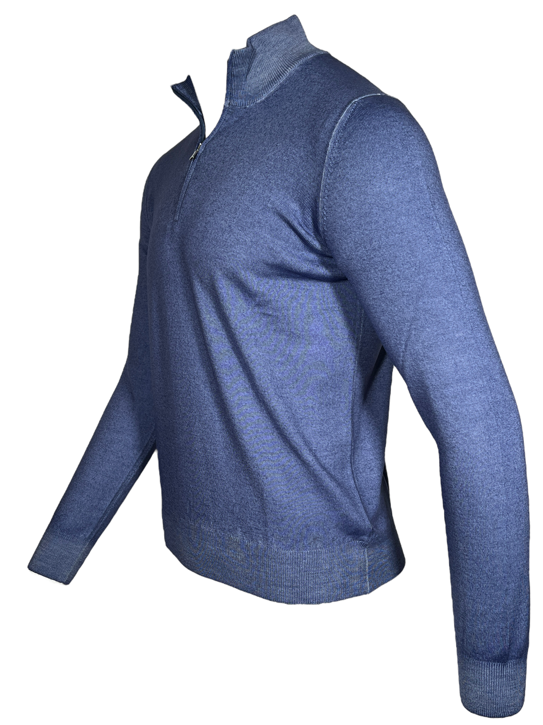 BUTTON DOWN MERINO VINTAGE 1/4 ZIP SWEATER - LIGHT BLUE