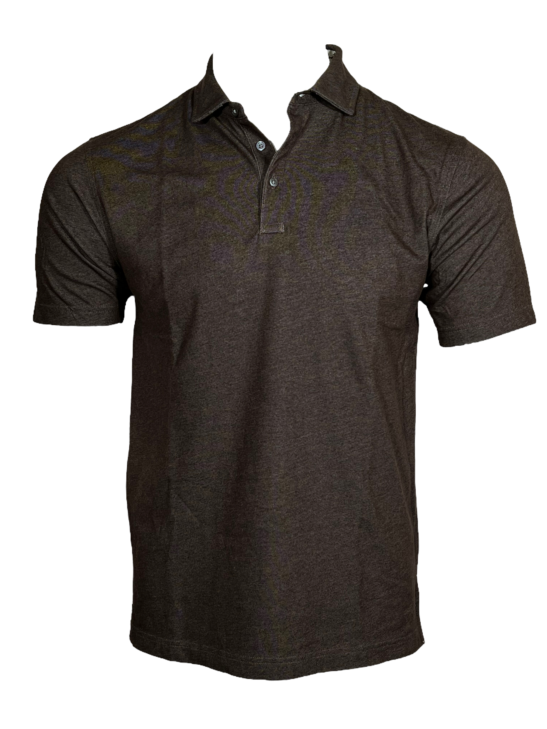 BUTTON DOWN MEN'S TECH POLO - HEATHER DARK BROWN