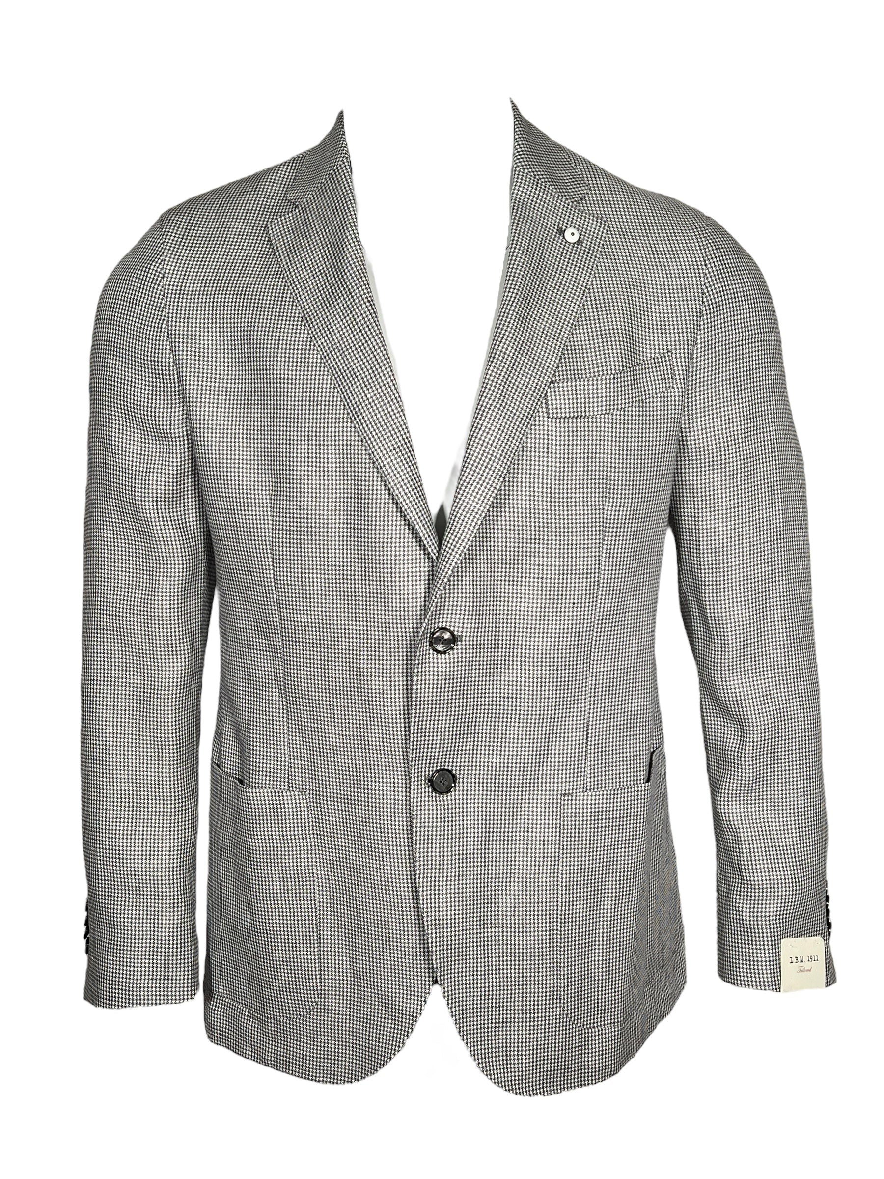 L.B.M. 1911 MINI HOUNDSTOOTH SPORT COAT - GREY