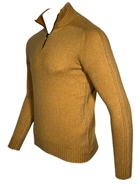 FLY3 REVERSIBLE CASHMERE 1/4 ZIP SWEATER - MUSTARD
