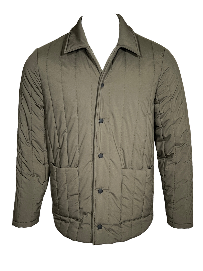 BUTTON DOWN QUILT JACKET - OLIVE