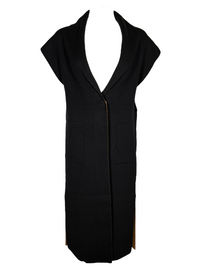 D.EXTERIOR REVERSIBLE CASHMERE LONG VEST - BLACK/COGNAC