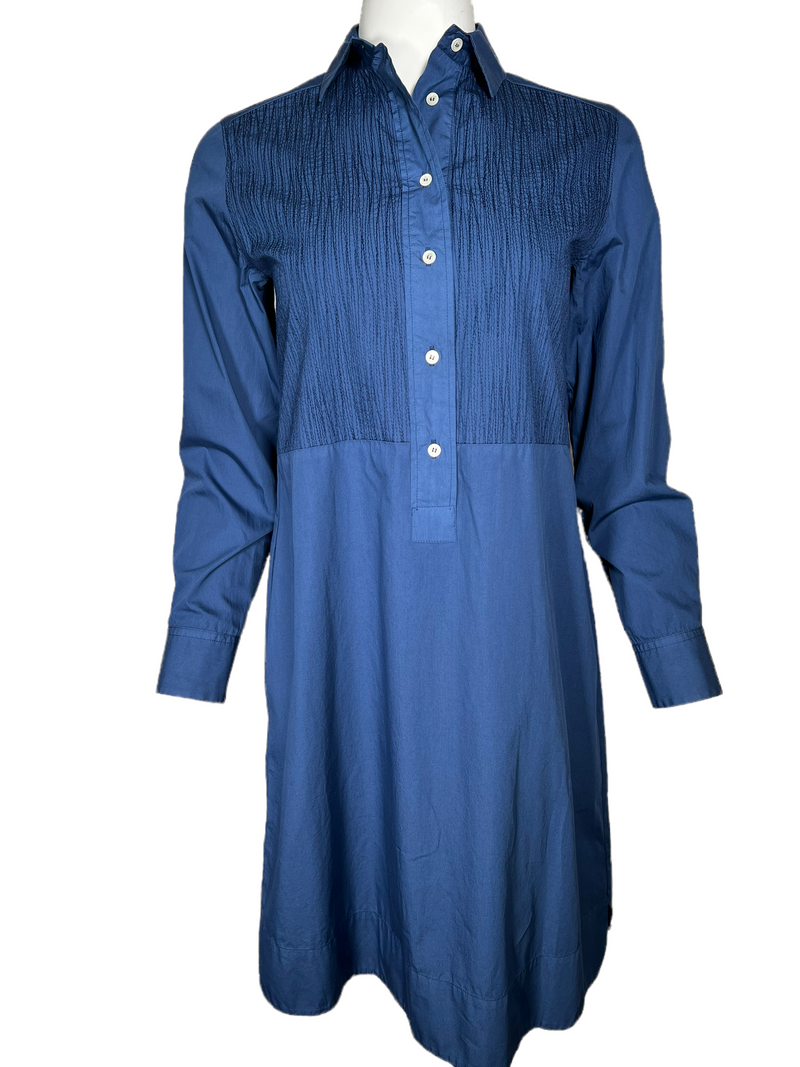 ROSSO 35 LONG-SLEEVE BUTTON FRONT DRESS - MARINE BLUE