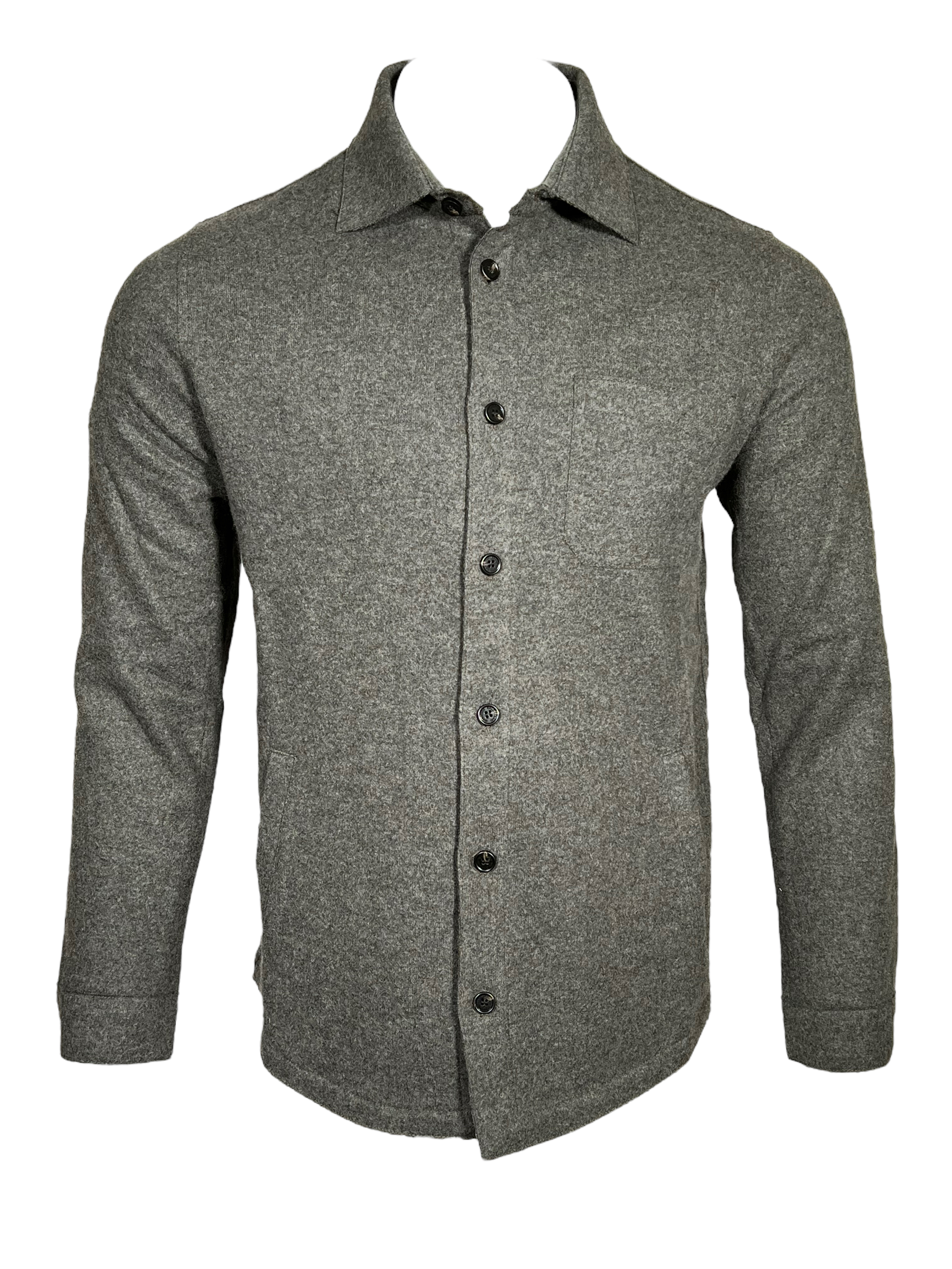 MAURIZIO BALDASSARI CASHMERE FELT OVERSHIRT - GREY/OLIVE MIX