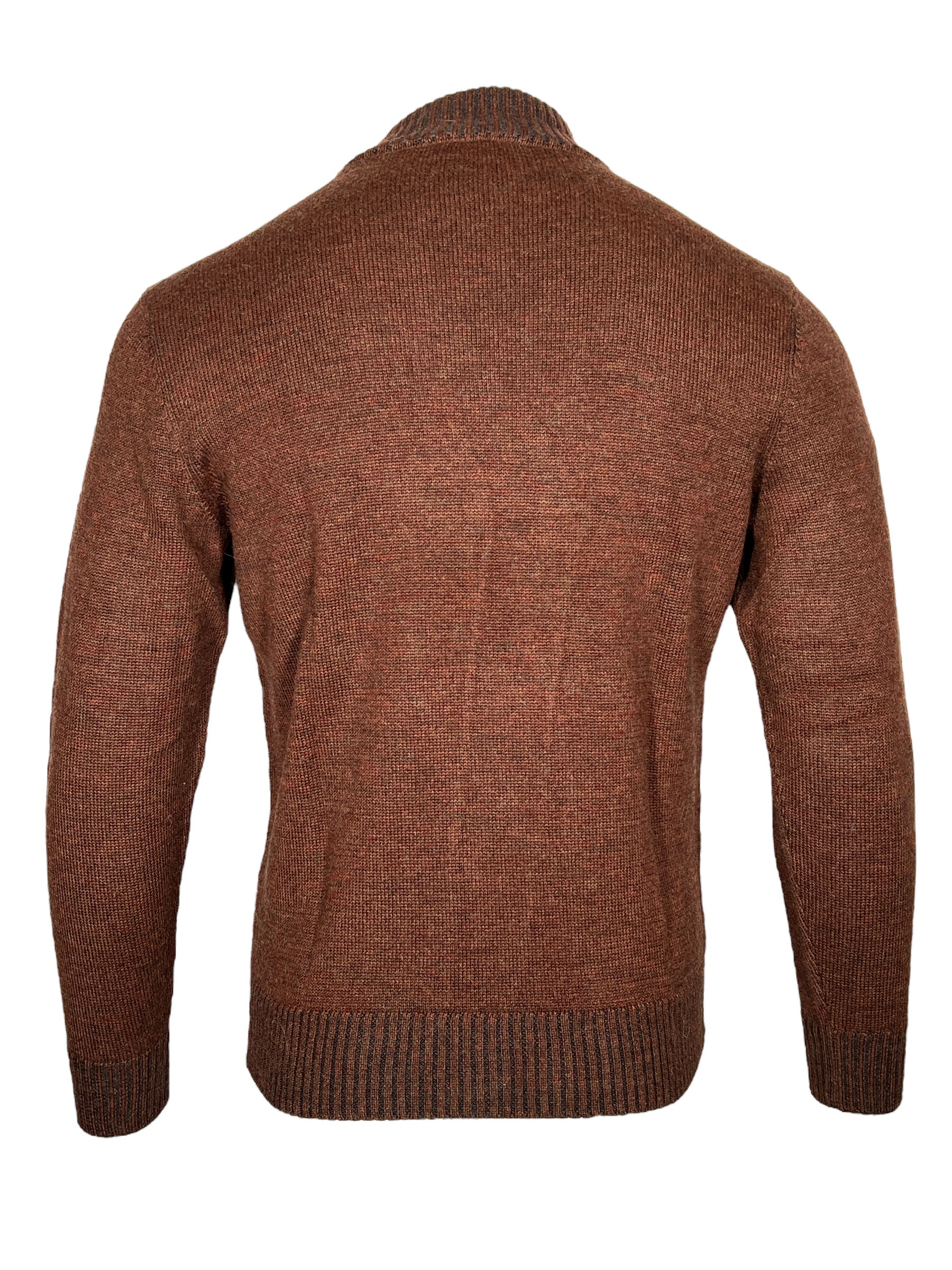 PERU UNLIMITED 1 4 ZIP SWEATER WITH LEATHER TRIM RUST Button