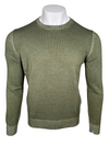 BUTTON DOWN WASHED RIBBED CREW MEN'S SWEATER - BASIL