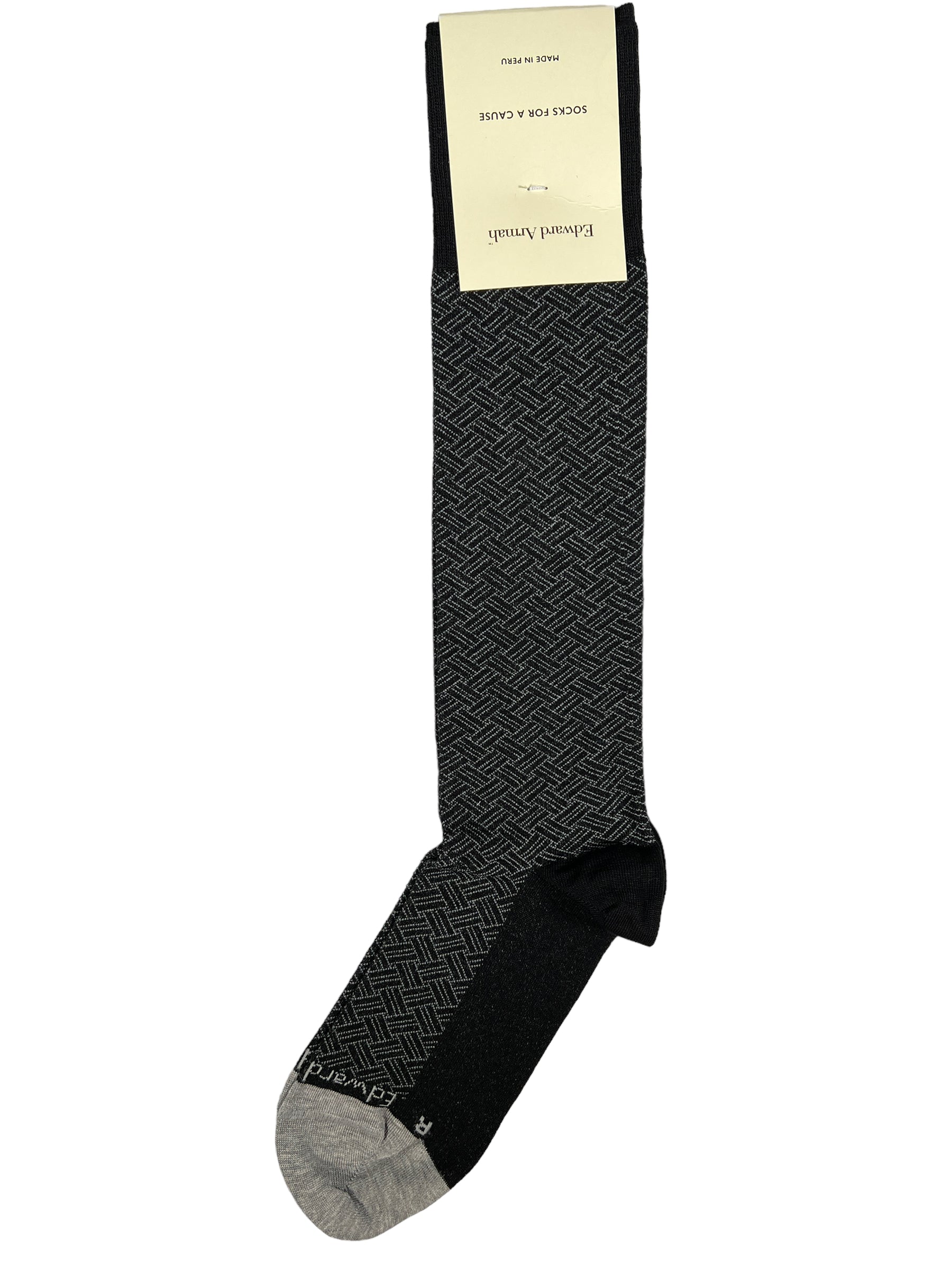 EDWARD ARMAH MEN'S SOCK - BLACK/GREY BASKETWEAVE