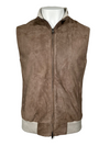 LUCIANO BARBERA PERFORATED SUEDE VEST - TAN