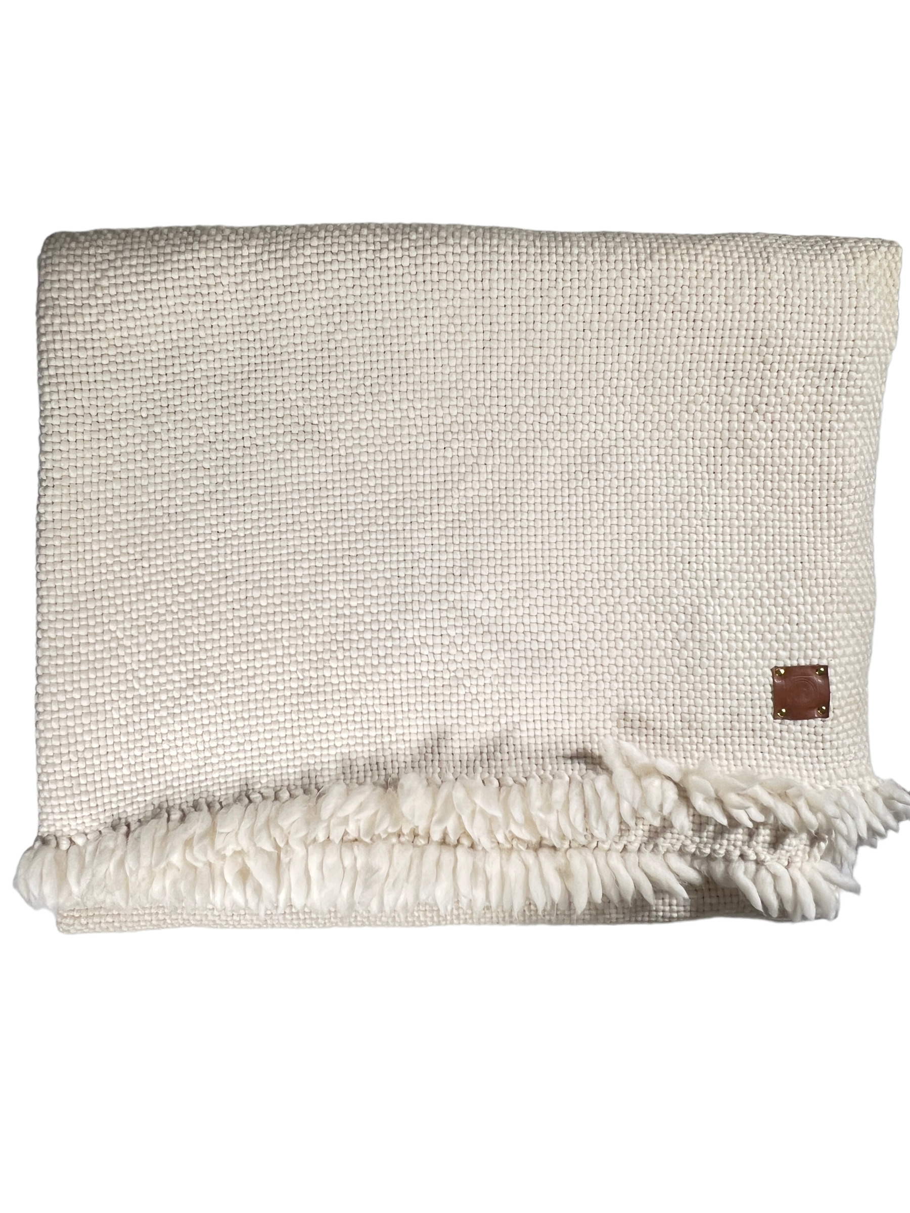 BUTTON DOWN HIGHLANDS MERINO WOOL KNIT THROW - NATURAL