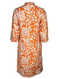 AMINA RUBINACCI LINEN FLORAL DRESS - ORANGE