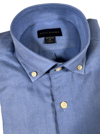 SCOTT BARBER SOLID HERRINGBONE MEN’S SHIRT - BLUE