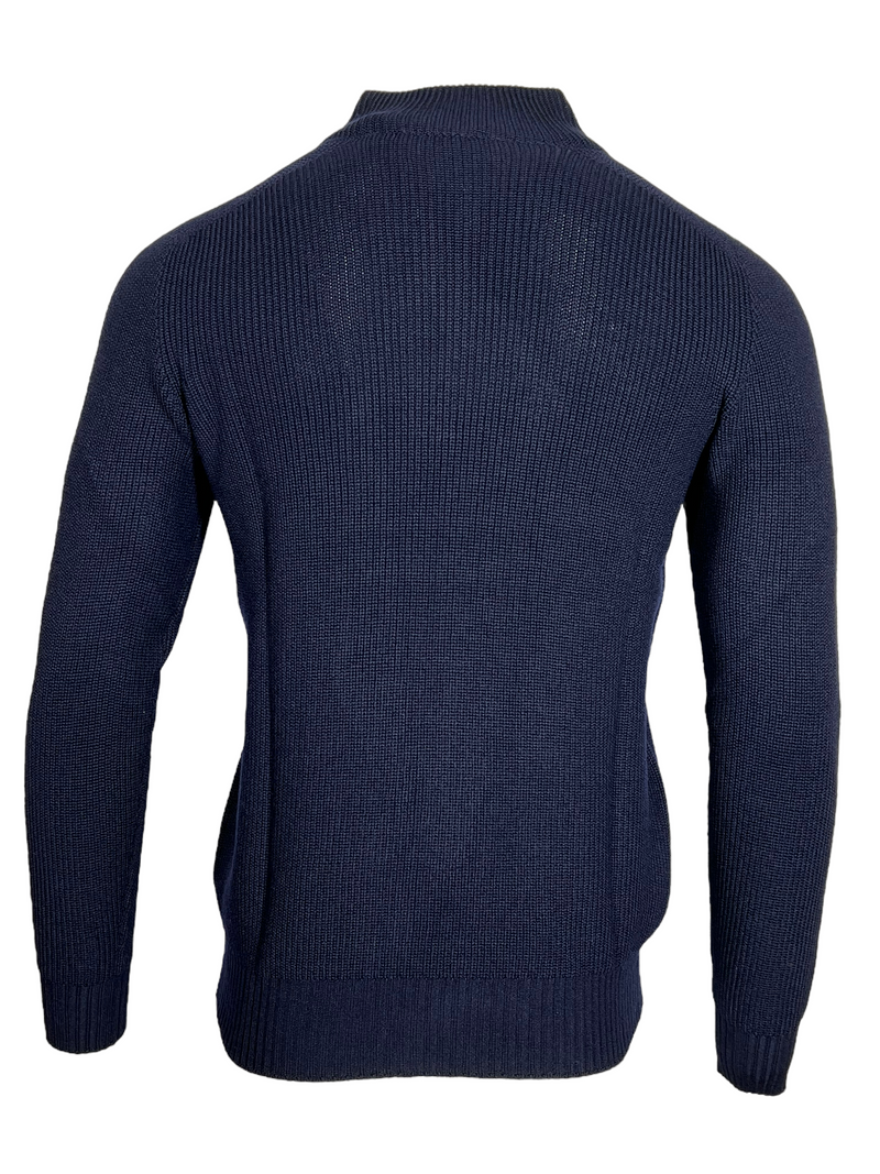 BUTTON DOWN RAIN WOOL SWEATER - NAVY