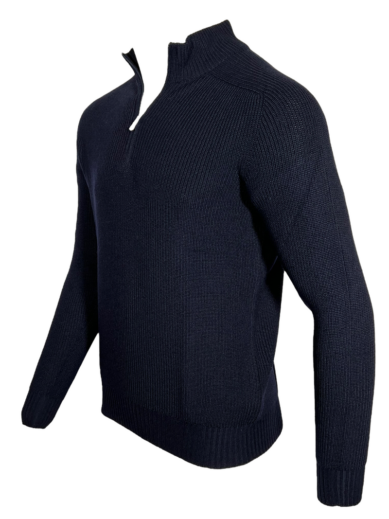 BUTTON DOWN RAIN WOOL SWEATER - NAVY