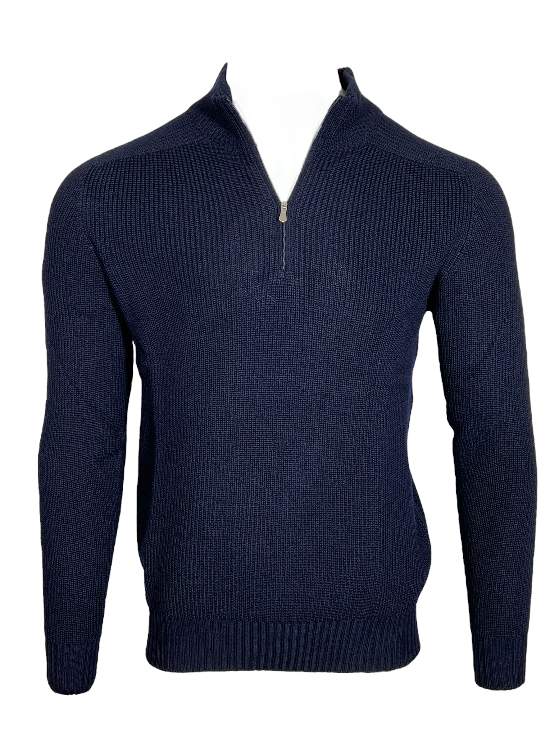 BUTTON DOWN RAIN WOOL SWEATER - NAVY