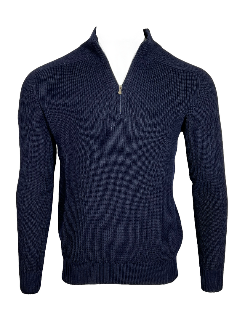 BUTTON DOWN RAIN WOOL SWEATER - NAVY