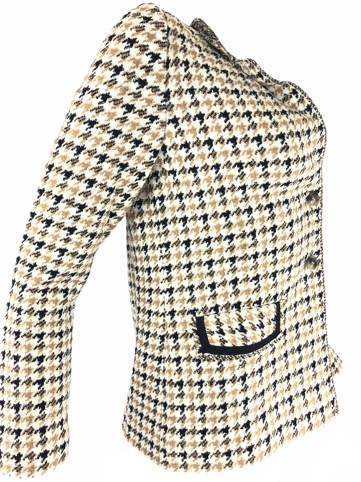 AMINA RUBINACCI FIONA HOUNDSTOOTH JACKET - SAND/NAVY