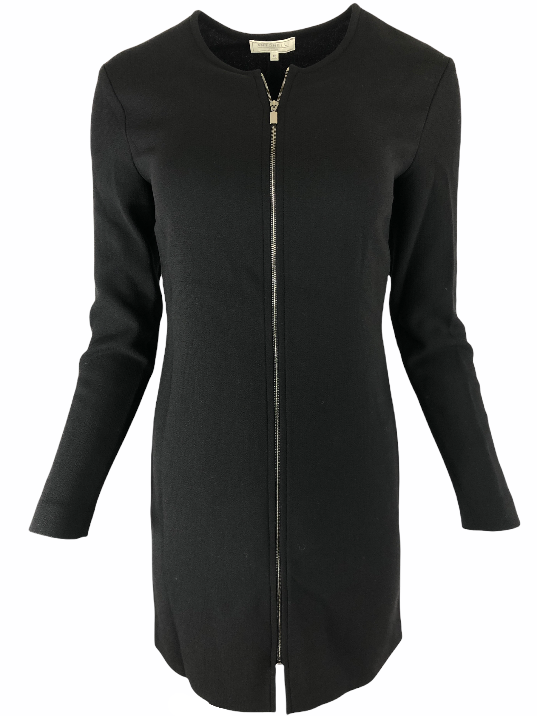ANTONELLI FIRENZE LONG SLEEVE ZIPPER DRESS - BLACK