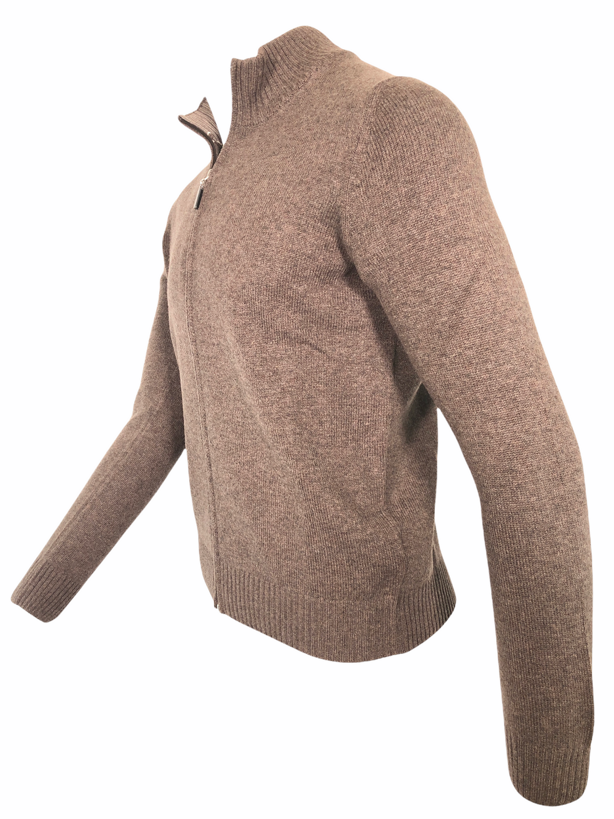 BUTTON DOWN MEN’S FULL ZIP WOOL/CASHMERE CARDIGAN - SABLE
